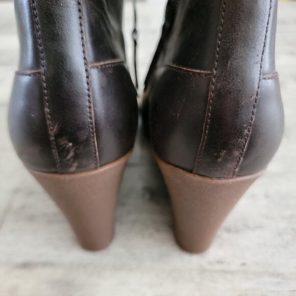 UGG Meredith Wedge Brown Leather Bootie 11 - Picture 12 of 16
